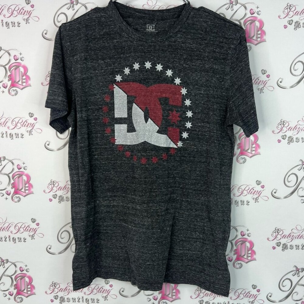 DC tshirt tee graphic skate board Men's Charcoal and Red Graphic Tee